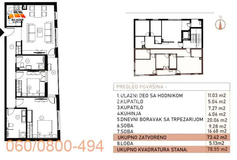 Trosoban stanovi Vračar Crveni krst 230798 evra 