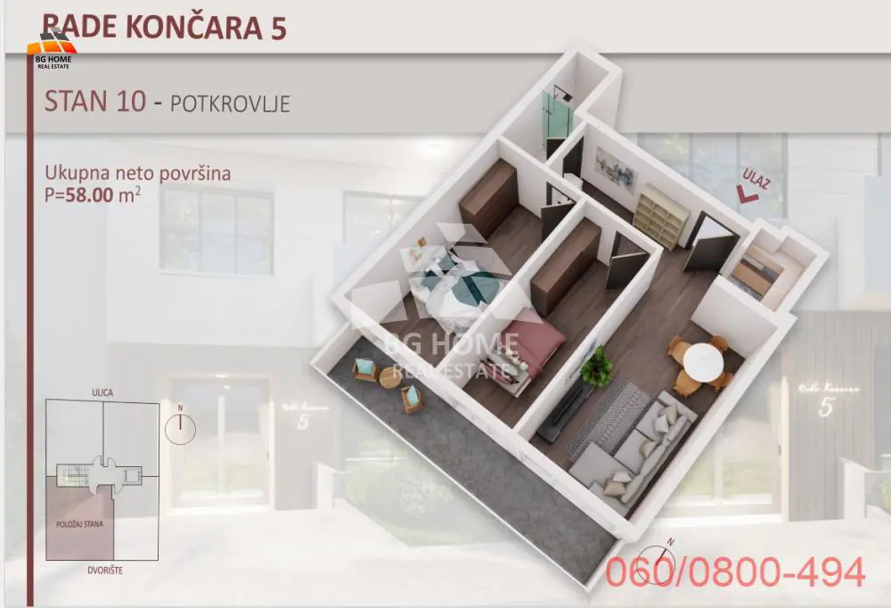 stanovi Beograd Rade Končara  novogradnja Dvoiposoban 