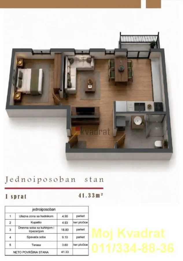 stanovi Beograd Učiteljsko Naselje  novogradnja Jednoiposoban 