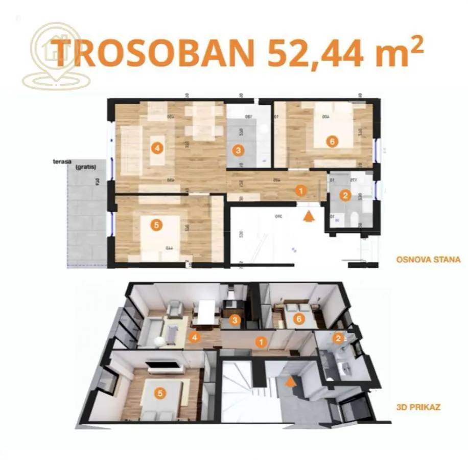 novogradnja Trosoban stanovi Telep - 117990 evra