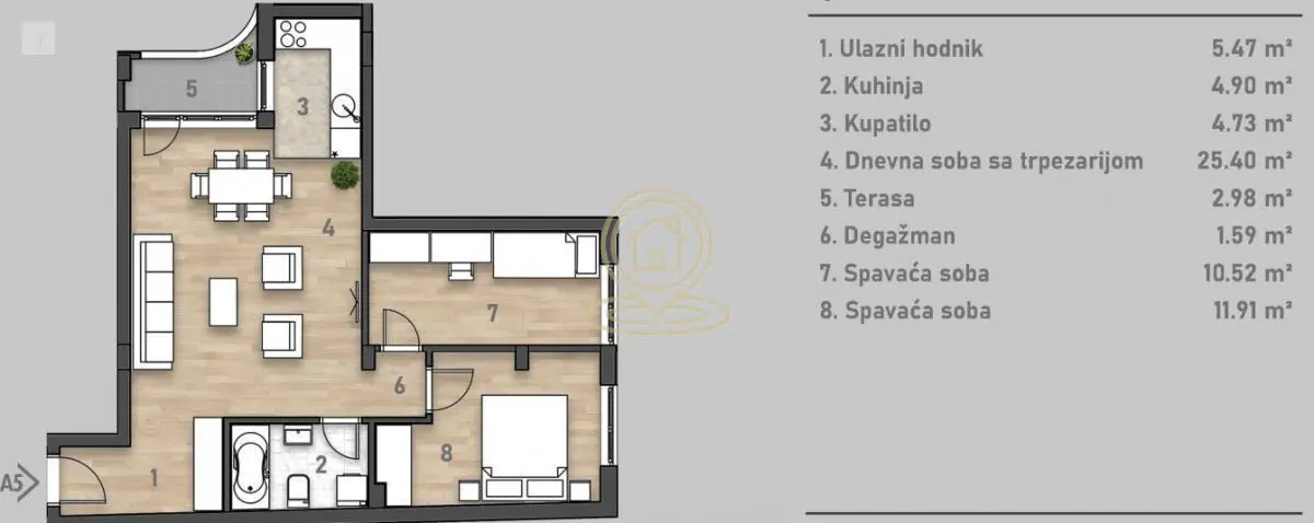  novogradnja Trosoban stanovi Rotkvarija - 252106 evra 