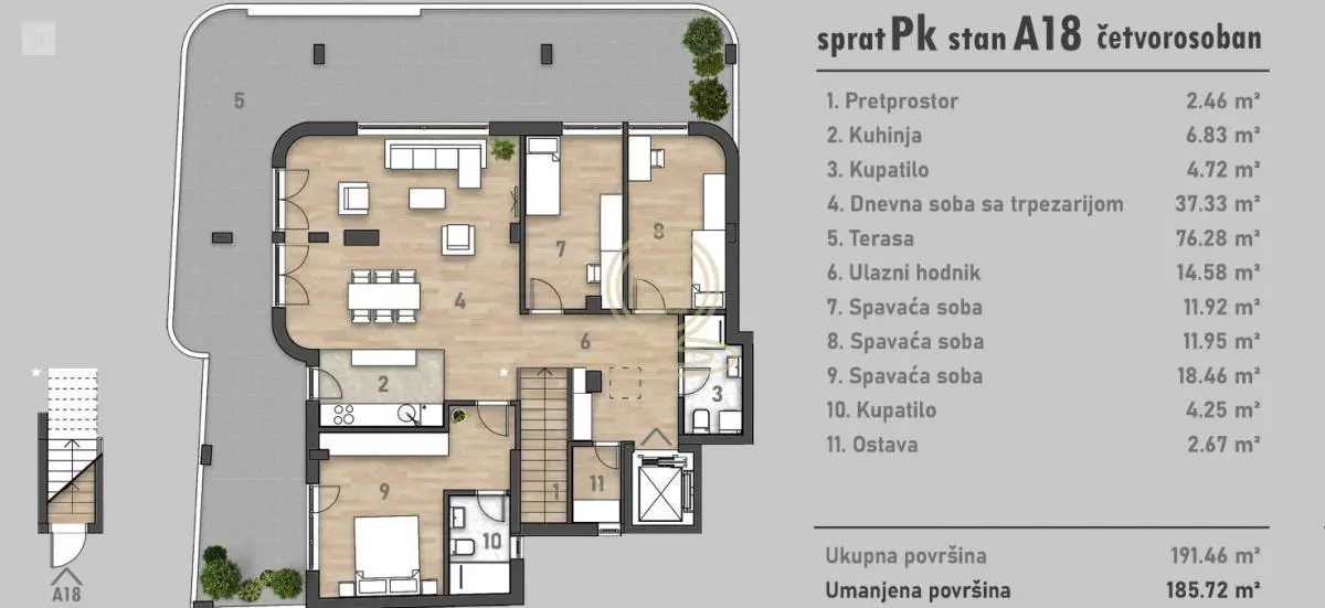Novi Sad Rotkvarija  novogradnja Četvorosoban stanovi 675685 evra 