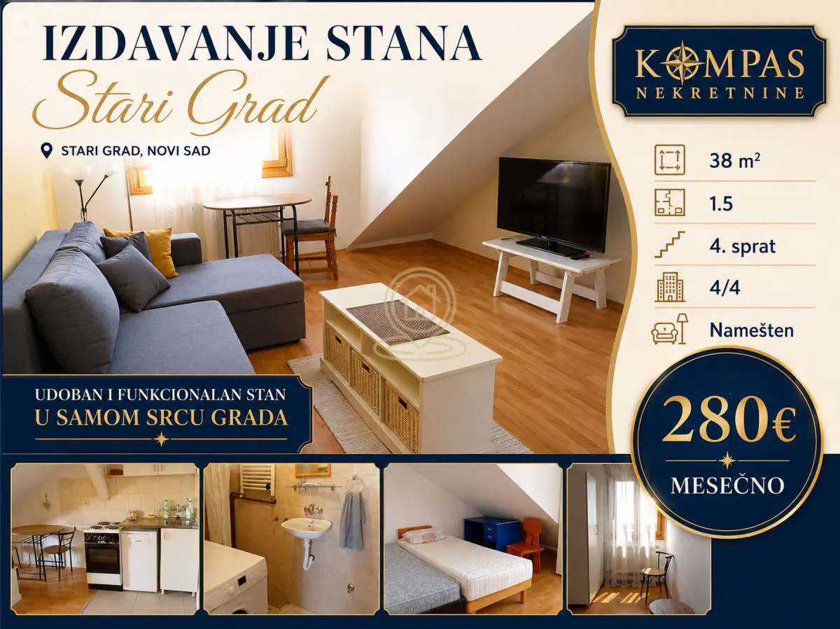 Novi Sad Stari Grad Jednoiposoban stanovi 280 evra 