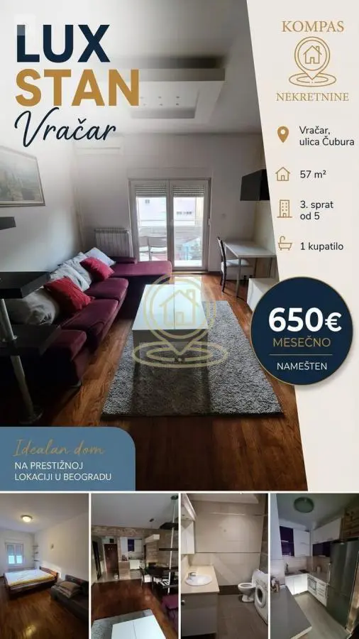 Beograd Vračar  novogradnja Jednoiposoban stanovi 650 evra 