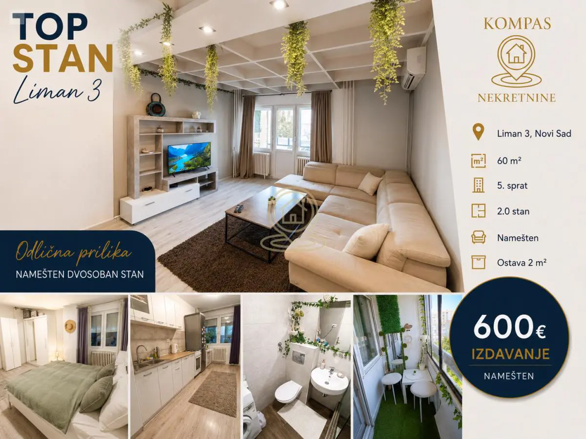 Dvosoban stanovi Liman 3 - 600 evra 