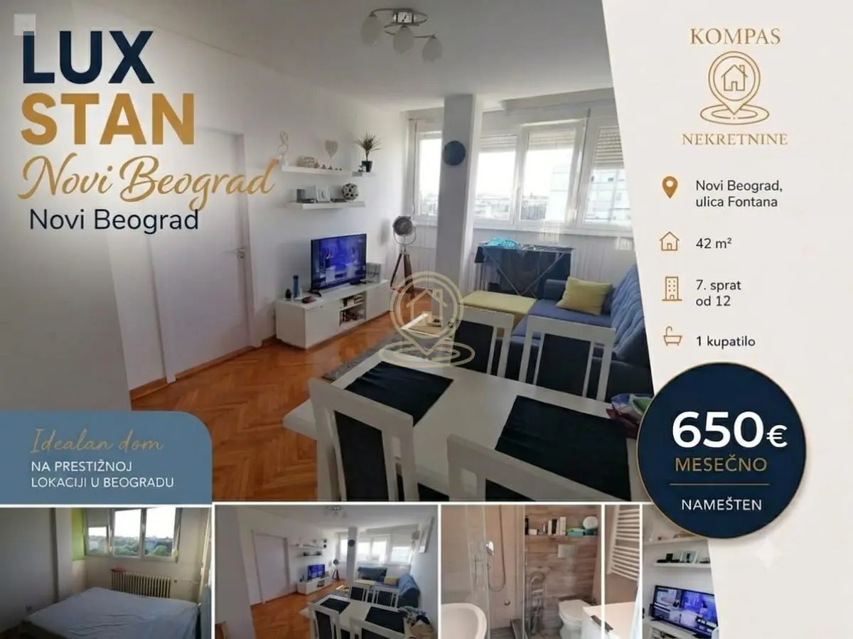 Beograd Novi Beograd Jednoiposoban stanovi 650 evra 