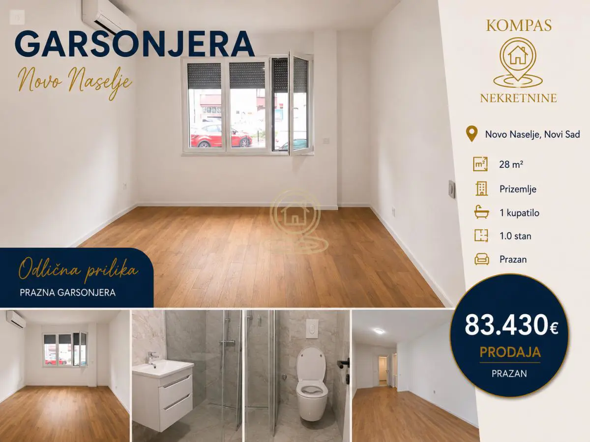  uknjizeni  novogradnja Jednosoban stanovi Novo Naselje - 83430 evra 