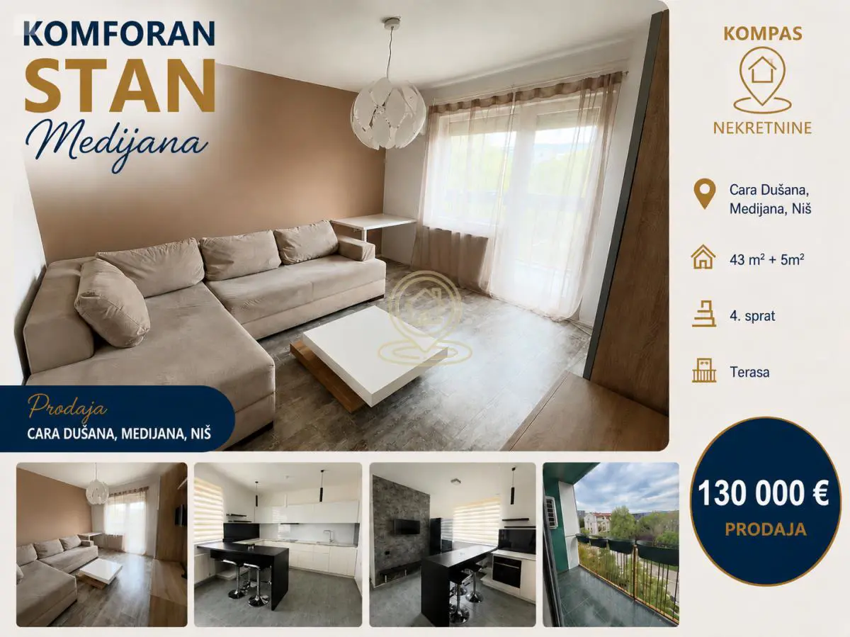  uknjizeni Jednosoban stanovi Medijana - 130000 evra 