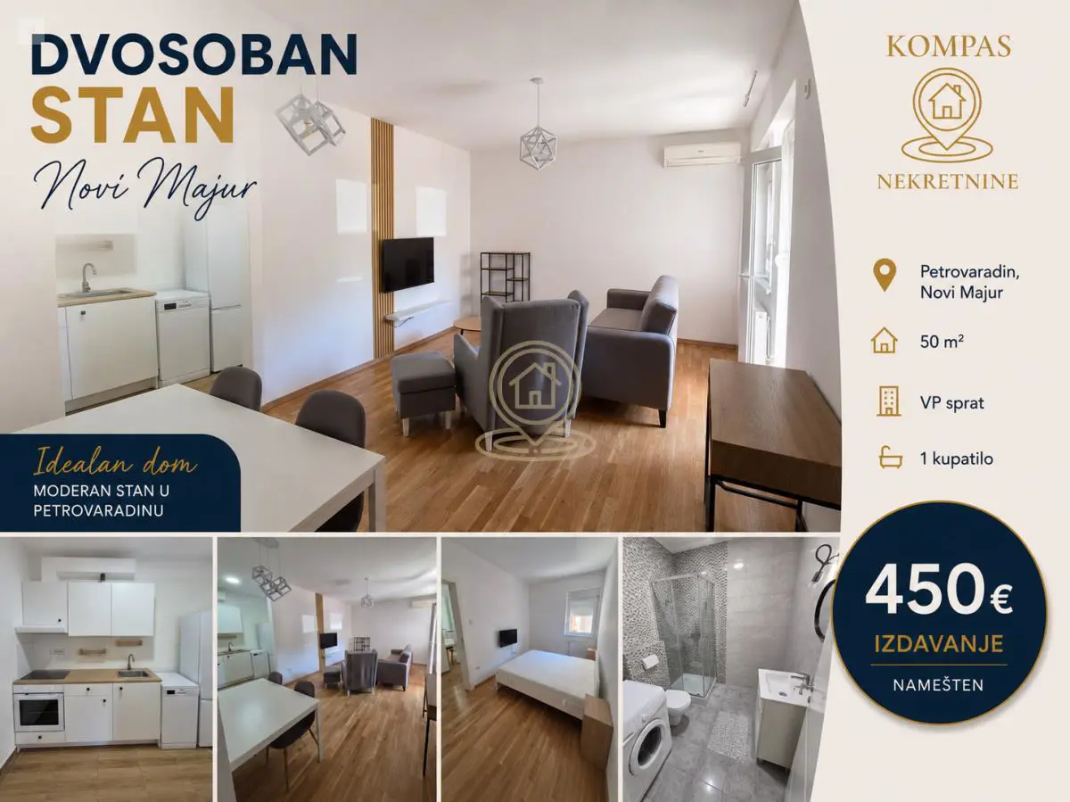 Novi Sad Petrovaradin  novogradnja Dvosoban stanovi 450 evra 