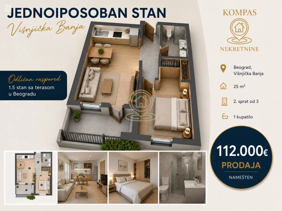  uknjizeni Jednoiposoban stanovi Palilula Višnjička banja 112000 evra 