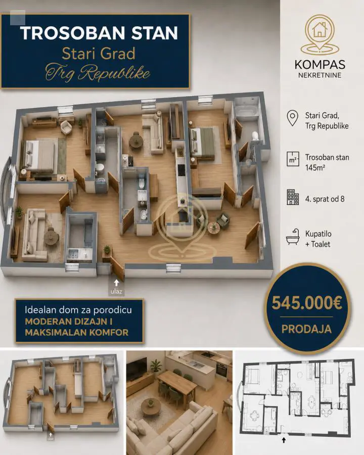 Beograd Stari Grad  uknjizeni Šestosoban stanovi 545000 evra 
