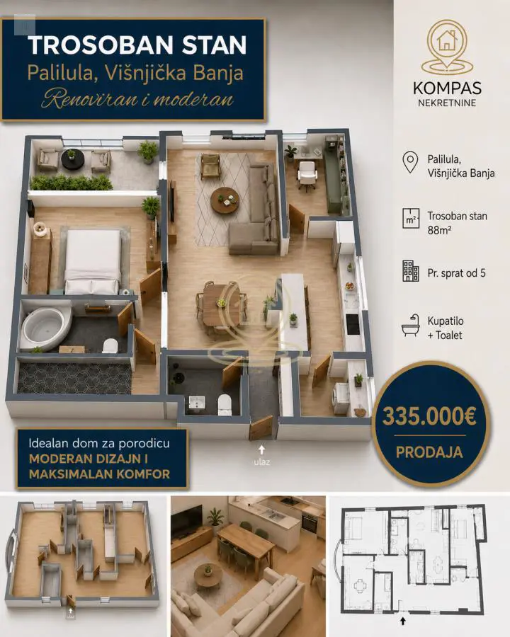  uknjizeni Četvorosoban stanovi Palilula Višnjička banja 335000 evra 