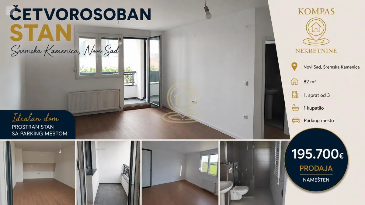 Novi Sad Sremska Kamenica  novogradnja  uknjizeni Troiposoban stanovi 195700 evra 