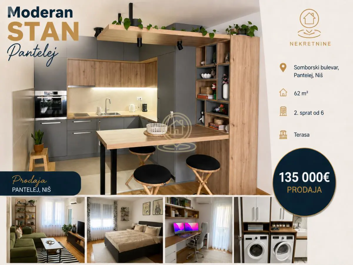  novogradnja Trosoban stanovi Pantelej - 135000 evra 