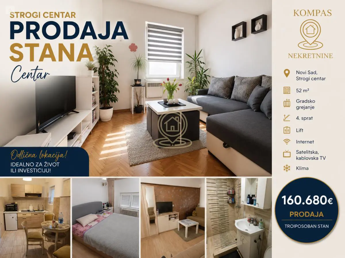 Novi Sad Centar  novogradnja Dvoiposoban stanovi 160680 evra 