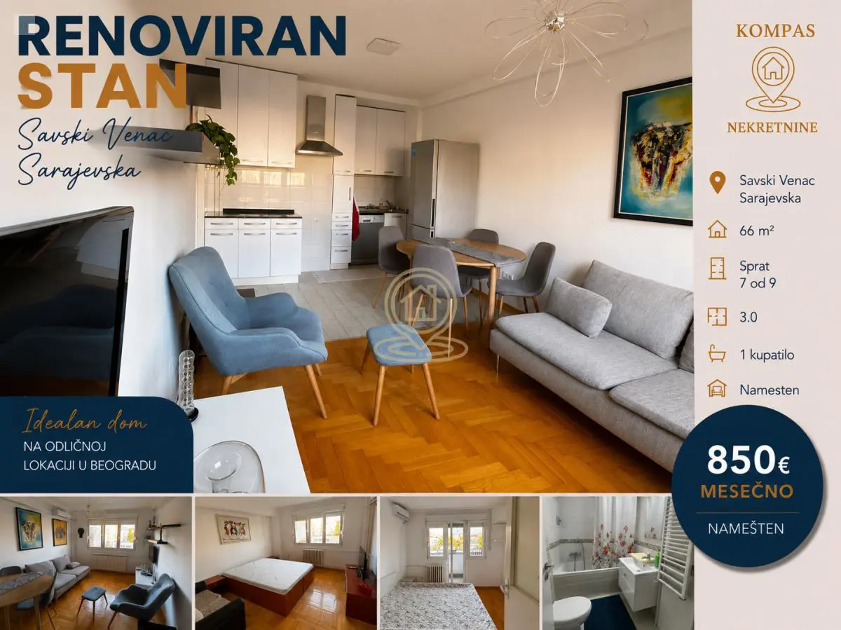Beograd Savski Venac Trosoban stanovi 850 evra 