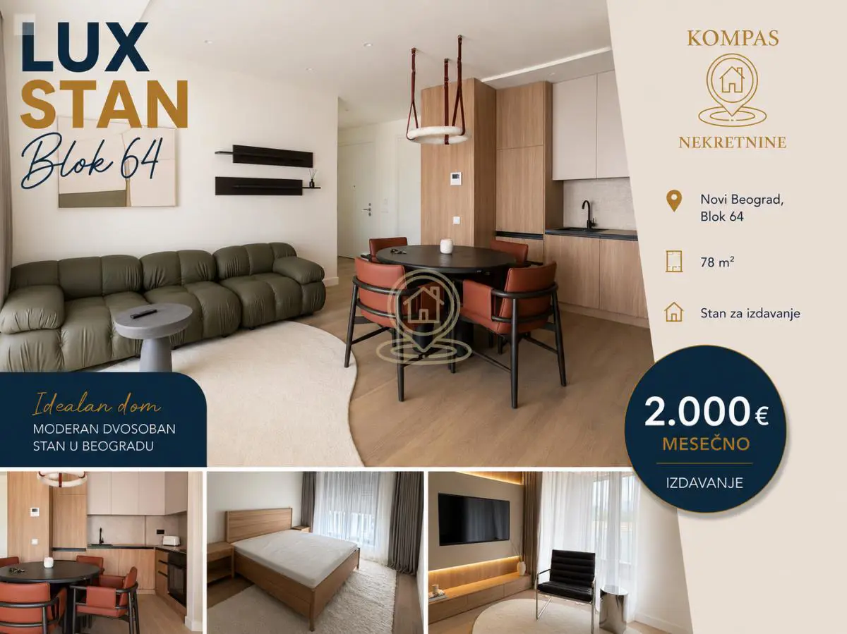 stanovi Beograd Blok 64  novogradnja Trosoban 