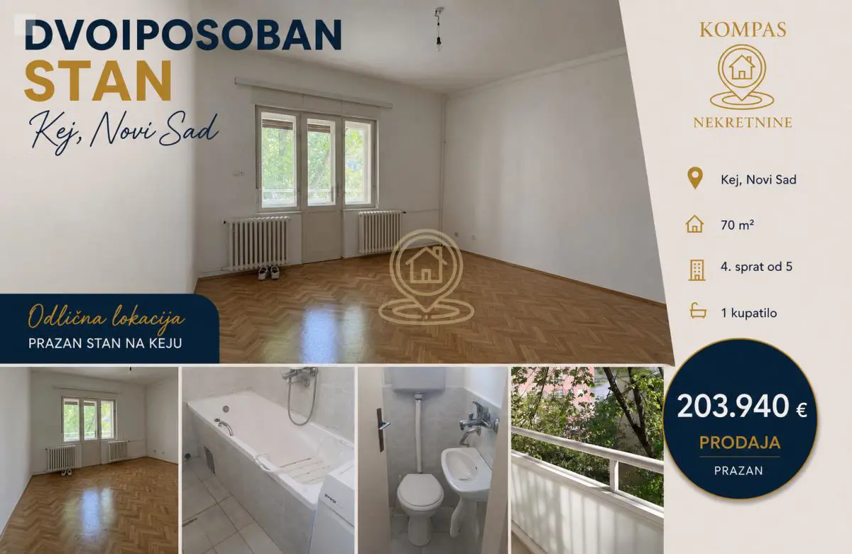 Novi Sad Kej  uknjizeni Dvoiposoban stanovi 203940 evra 