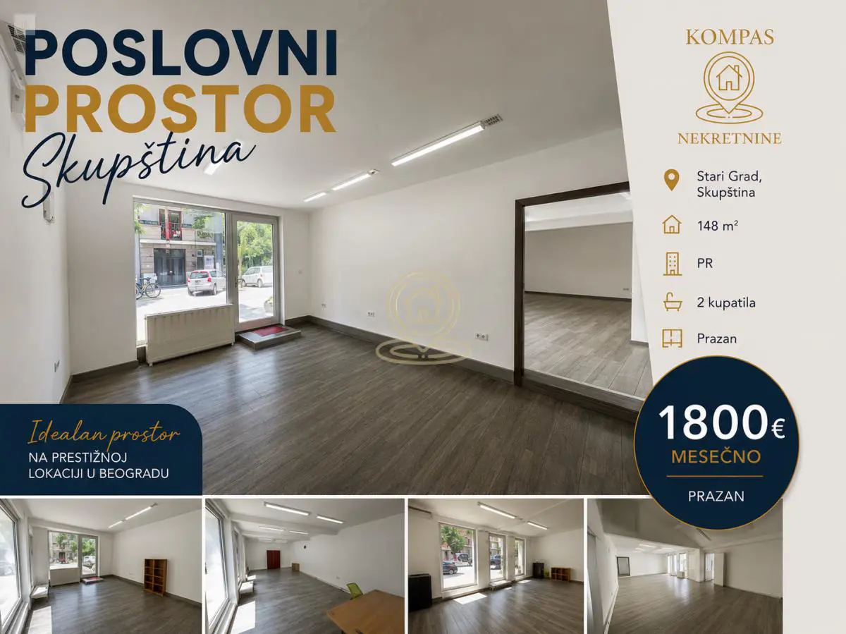poslovni prostor Stari Grad Skupština 1800 evra 