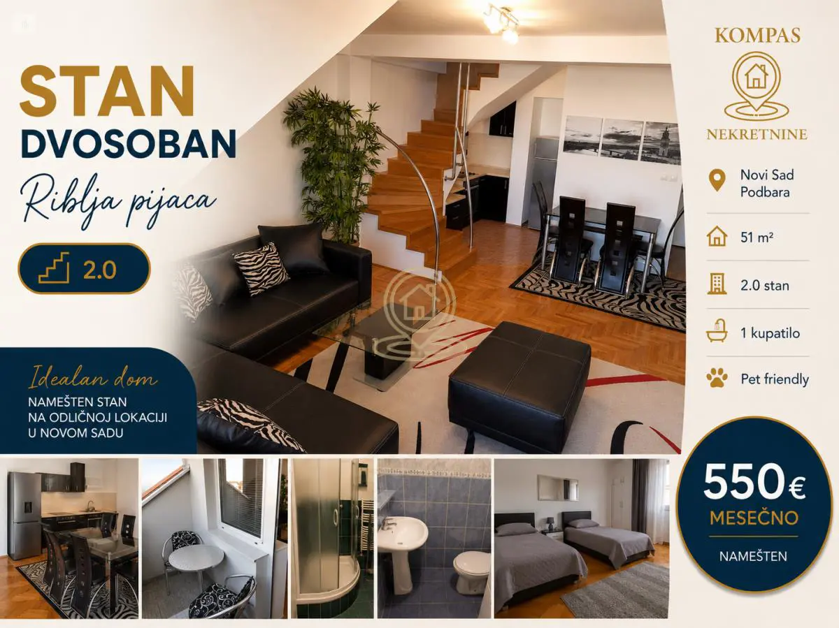 stanovi Novi Sad Riblja Pijaca  novogradnja  uknjizeni Dvosoban 