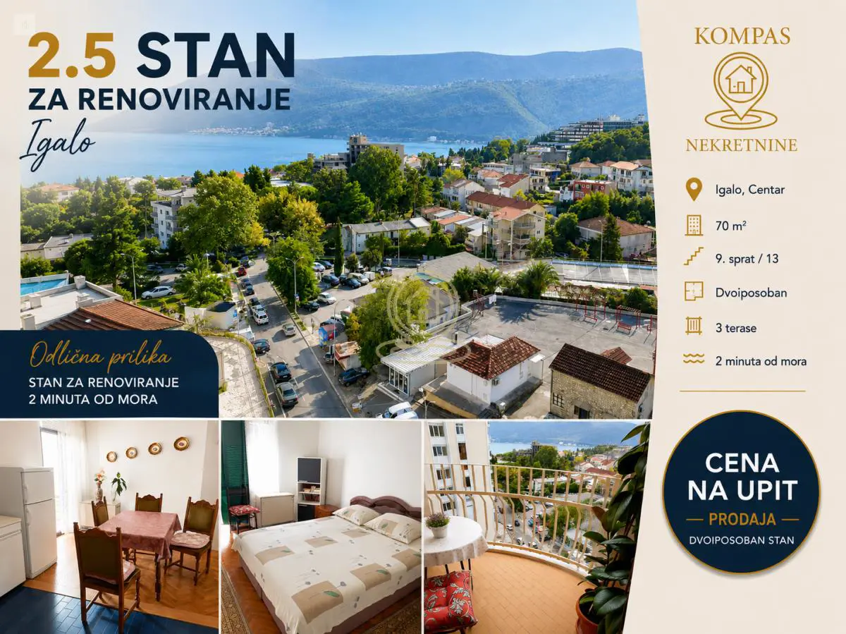 Herceg Novi Igalo  uknjizeni Dvoiposoban stanovi 175000 evra 