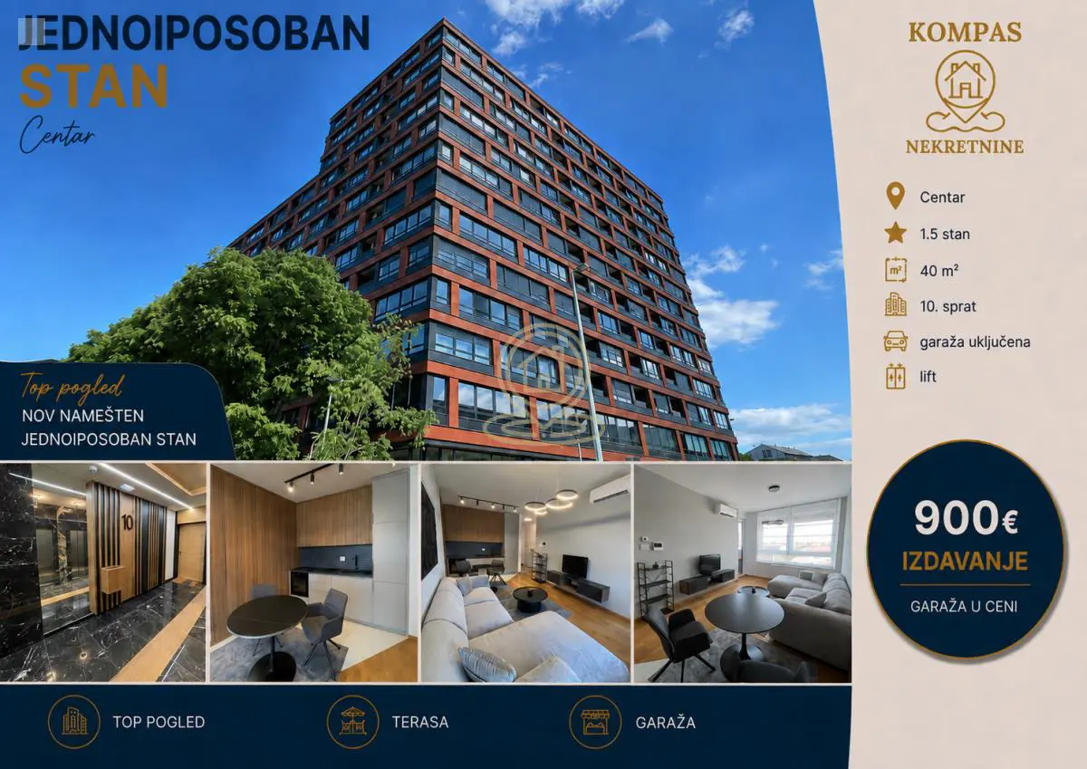 Novi Sad Centar  novogradnja Jednoiposoban stanovi 900 evra 