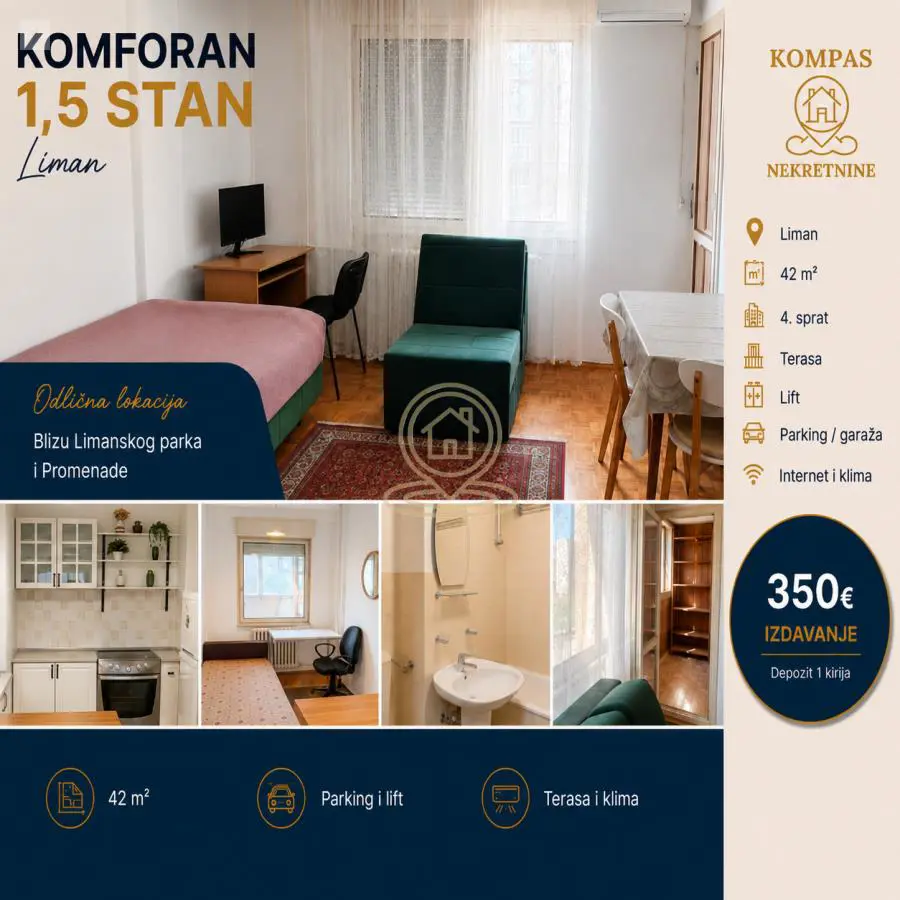 Jednoiposoban stanovi Liman 4 - 350 evra 