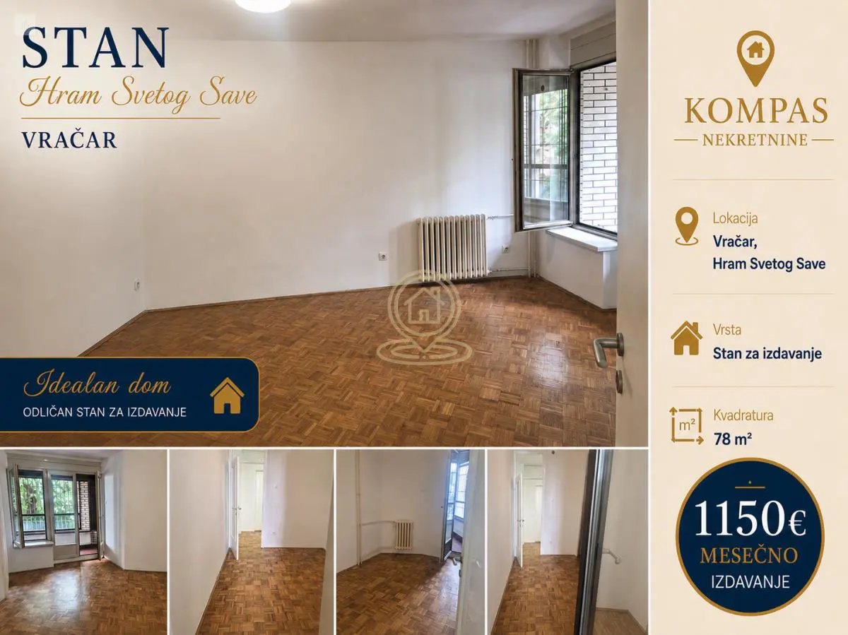 Beograd Vračar Trosoban stanovi 1150 evra 