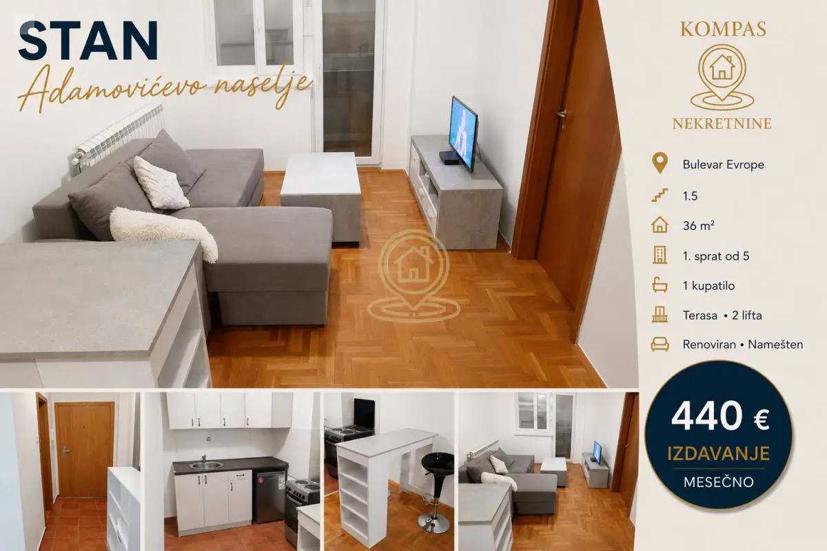 stanovi Novi Sad Bulevar Evrope  novogradnja Jednoiposoban 