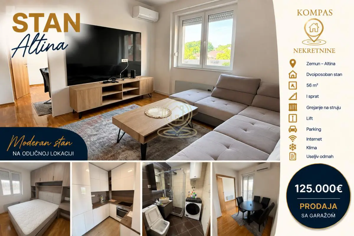 Beograd Zemun  novogradnja Trosoban stanovi 125000 evra 