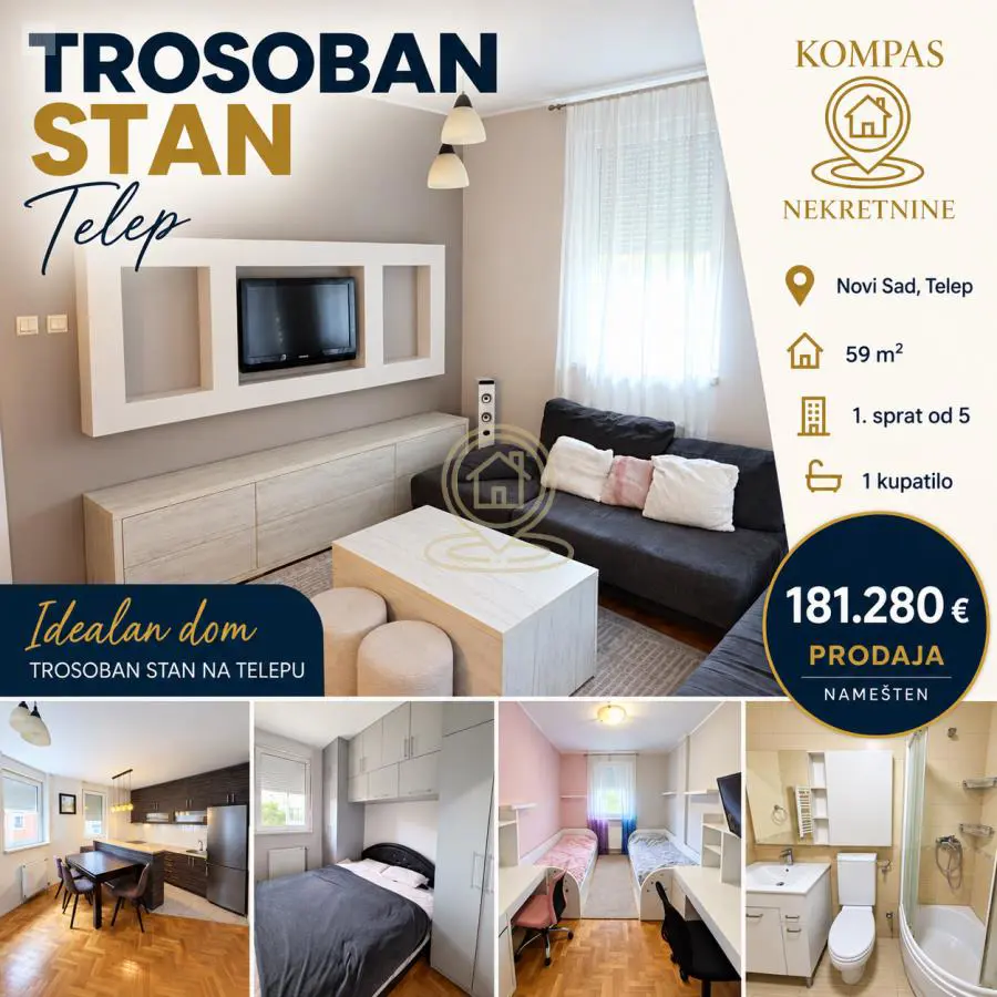  uknjizeni Trosoban stanovi Telep - 181280 evra 