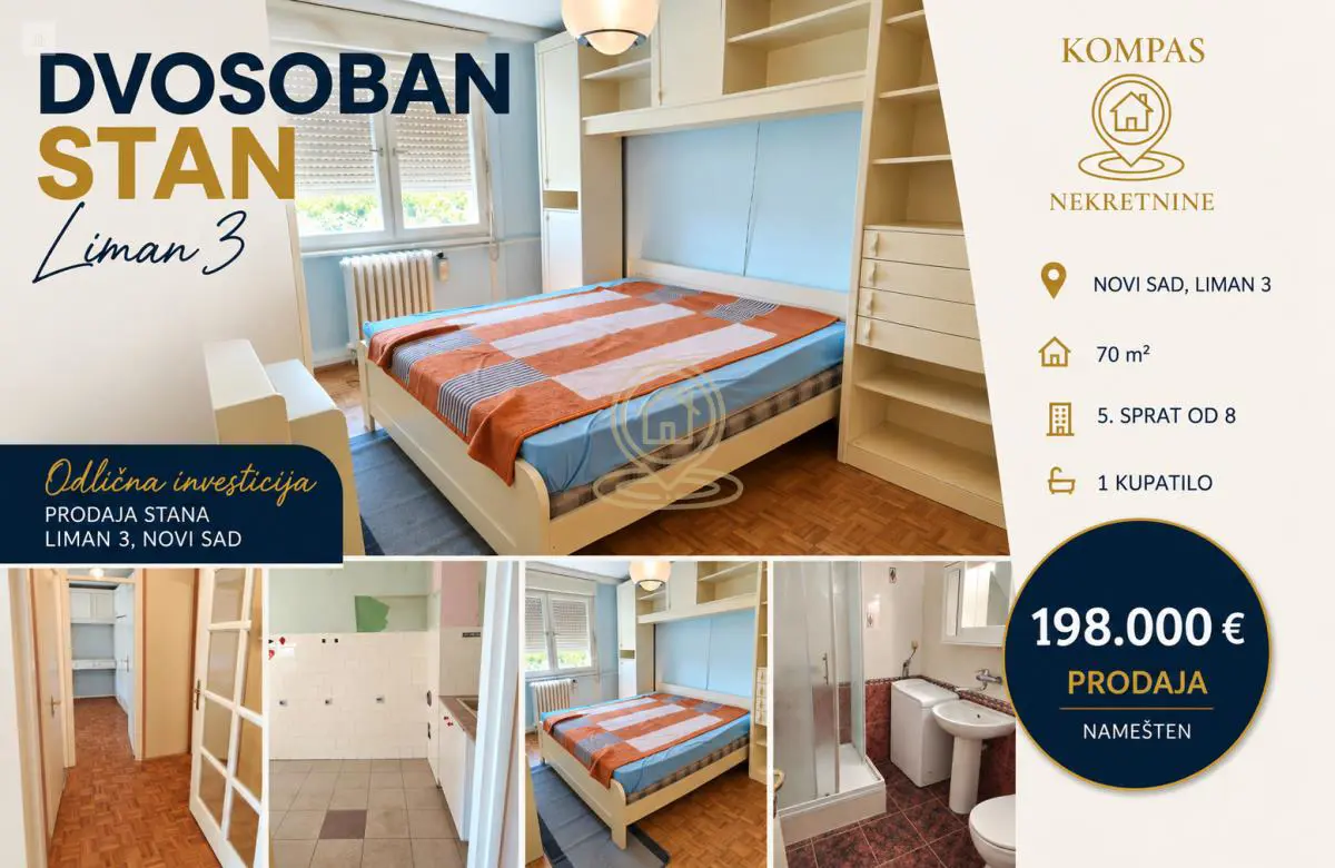  uknjizeni Dvosoban stanovi Liman 3 - 198000 evra 
