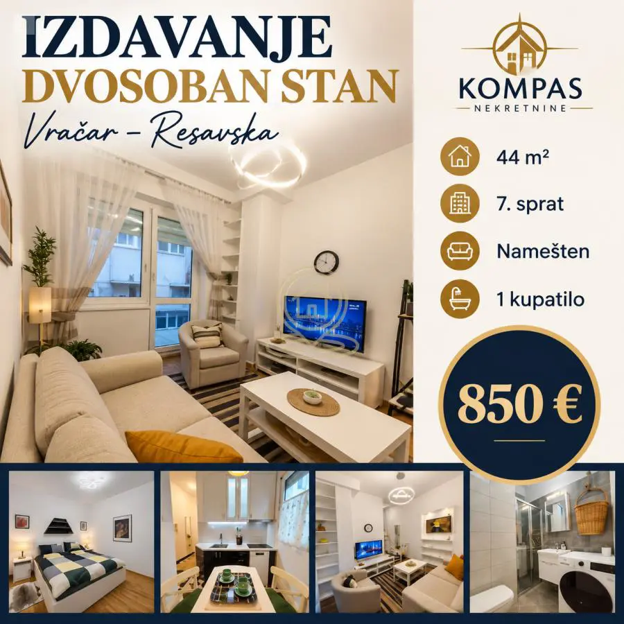 Dvosoban stanovi Vračar - 850 evra 