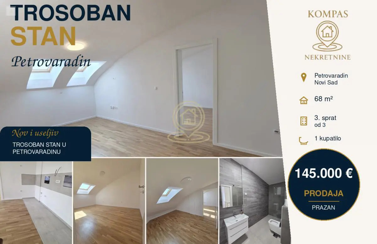 stanovi Novi Sad Petrovaradin  novogradnja  uknjizeni Trosoban 