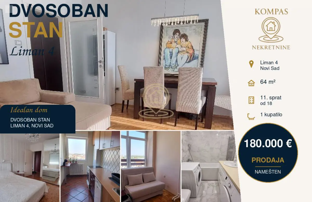 uknjizeni Dvosoban stanovi Liman 4 - 180000 evra 