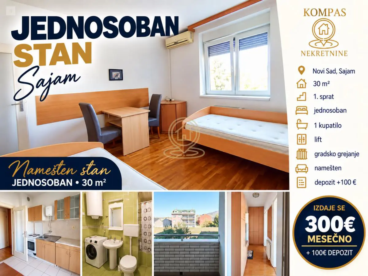 Jednoiposoban stanovi Sajmište - 300 evra 