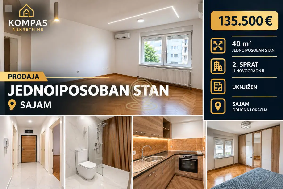  uknjizeni Jednoiposoban stanovi Sajmište - 135500 evra 