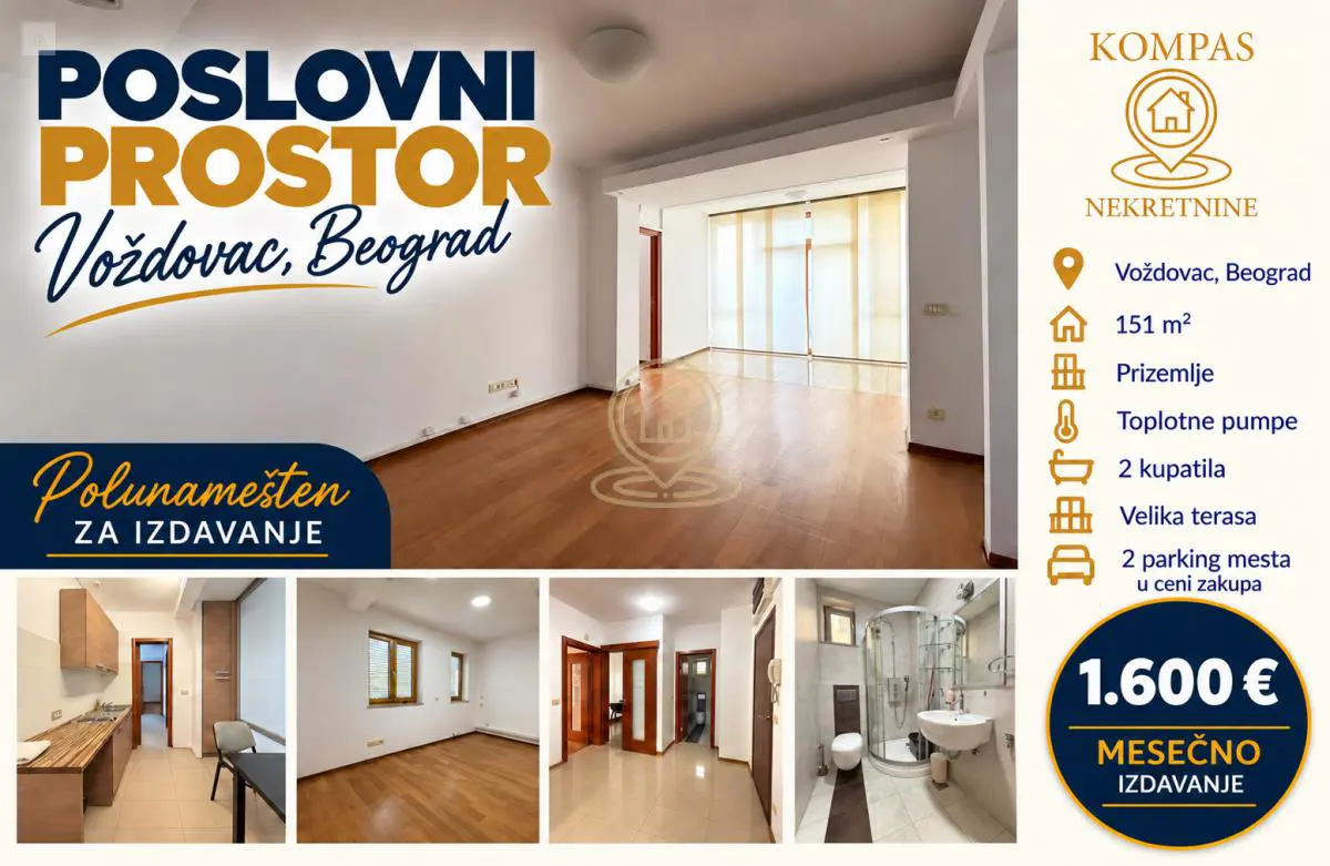 Beograd Voždovac  novogradnja poslovni prostor 1600 evra 