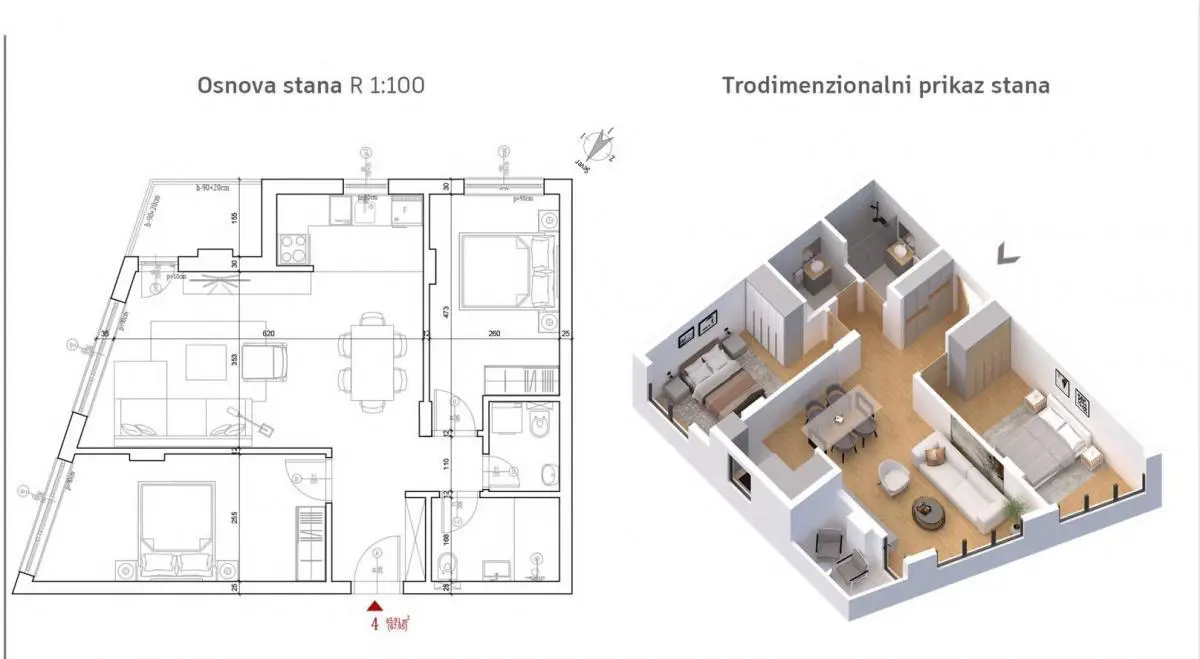  novogradnja Trosoban stanovi Petrovaradin - 156350 evra 