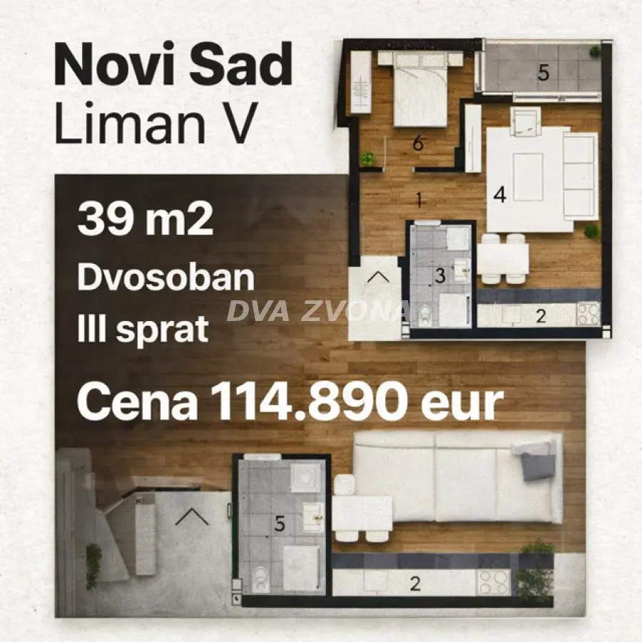  uknjizeni Dvosoban stanovi Telep - 114890 evra 