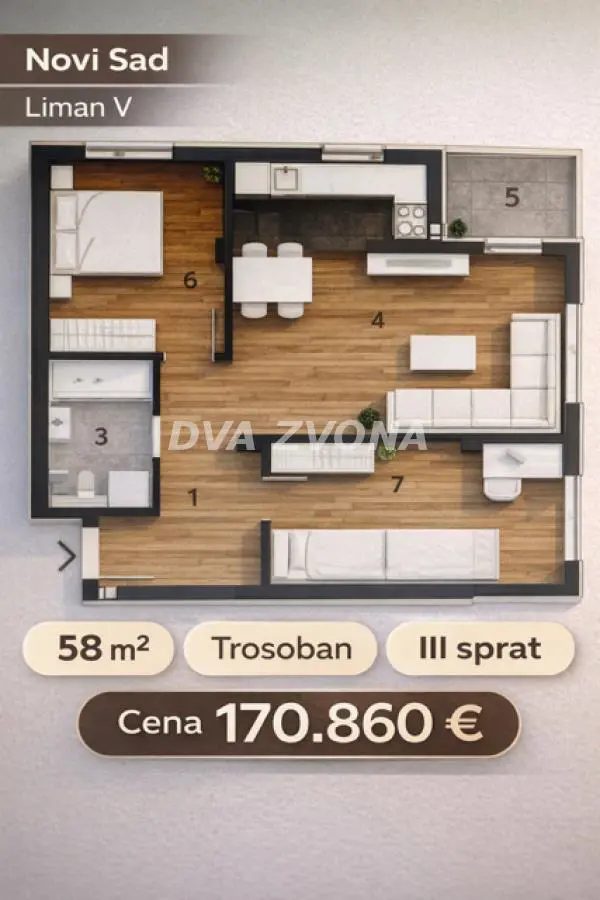  uknjizeni Trosoban stanovi Telep - 170860 evra 