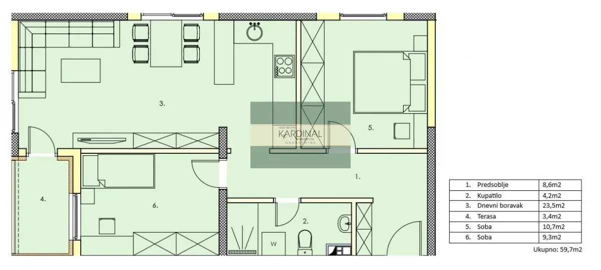  novogradnja Dvosoban stanovi Širi centar - 80595 evra 