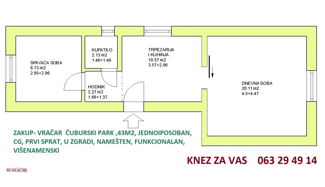 uknjizeni Jednoiposoban stanovi Vračar Čubura 449 evra 