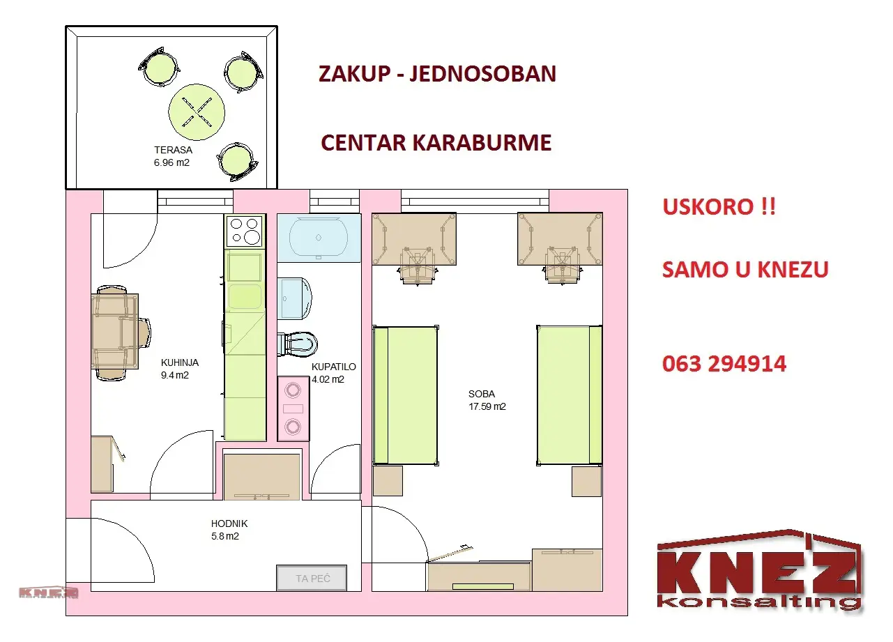 Jednosoban stanovi Palilula Karaburma 399 evra 