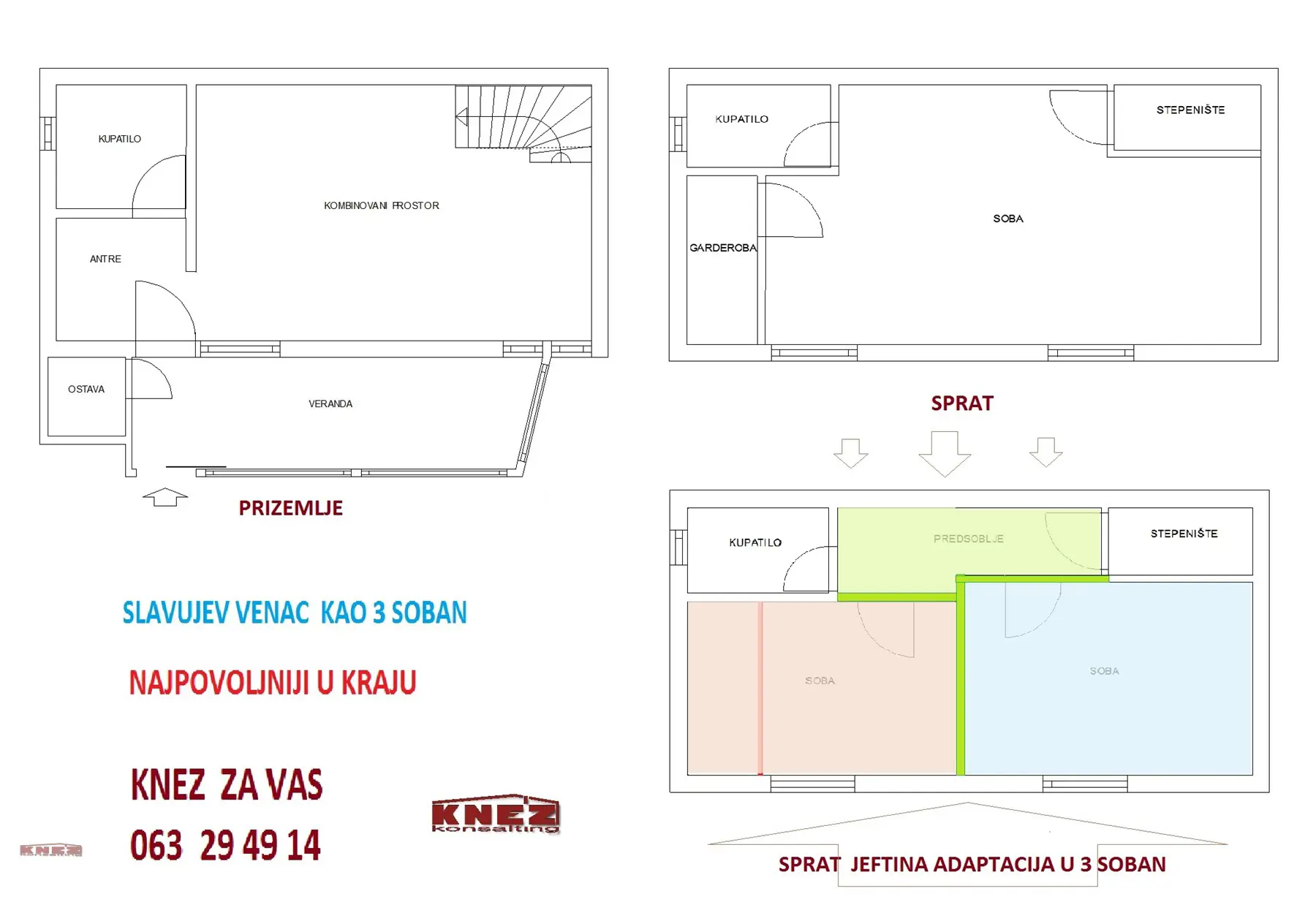 Trosoban stanovi Zvezdara Slavujev venac 114900 evra 