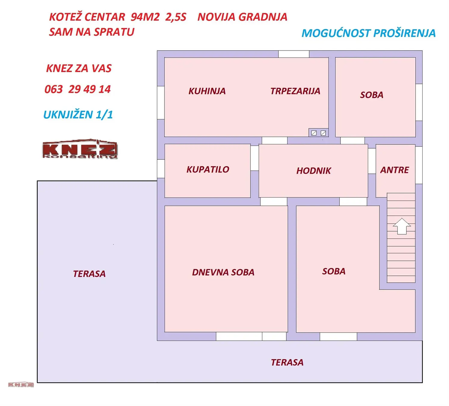  uknjizeni Dvoiposoban stanovi Palilula Kotež 144900 evra 