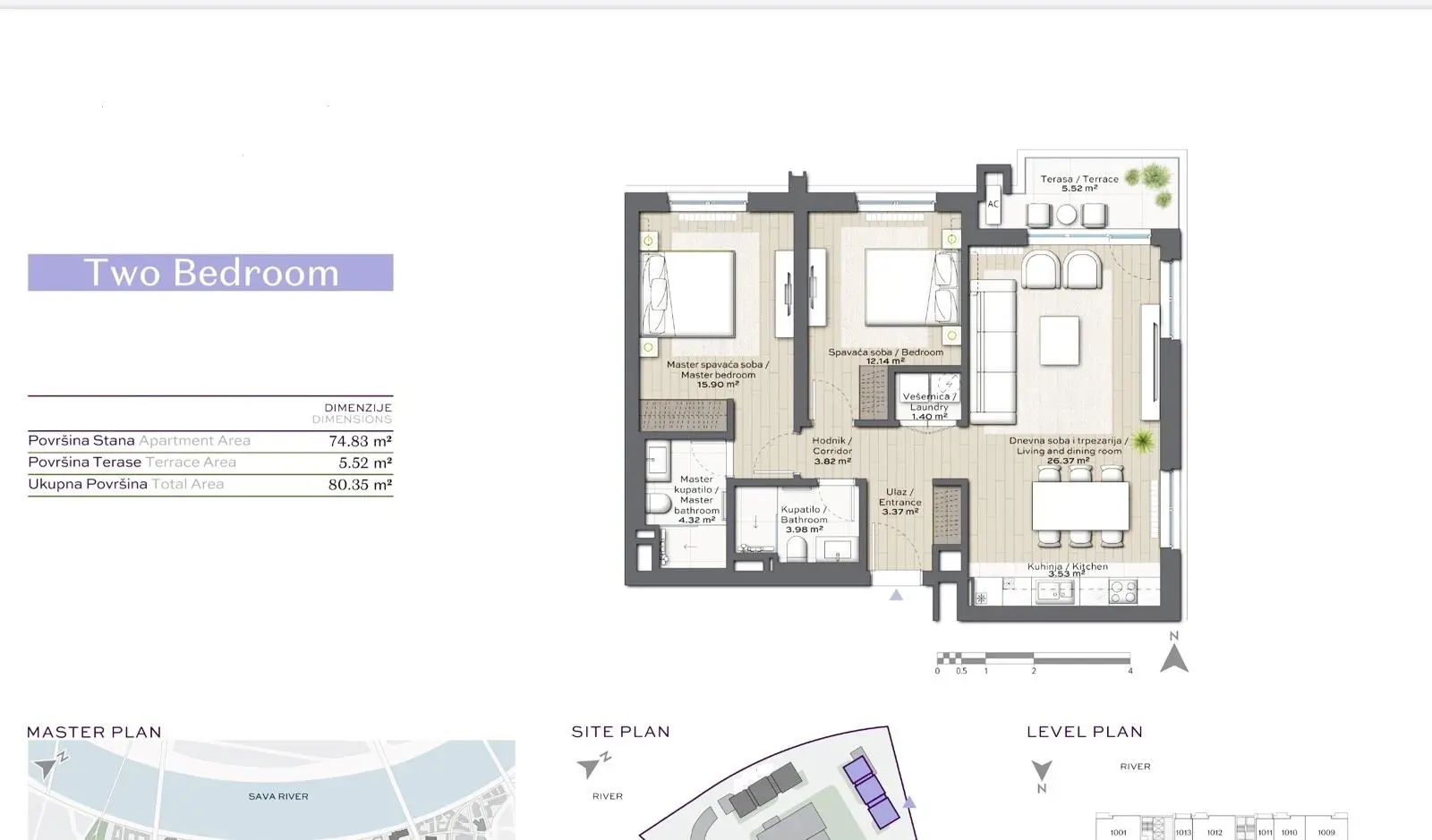  novogradnja Trosoban stanovi Savski venac Beograd na vodi 380000 evra 